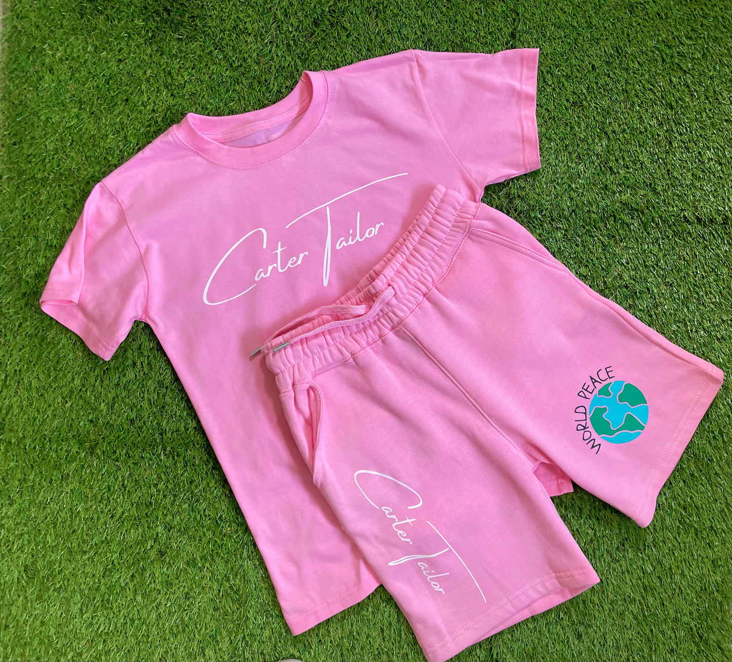 Pink "World Peace" Carter Tailor Kids Shorts