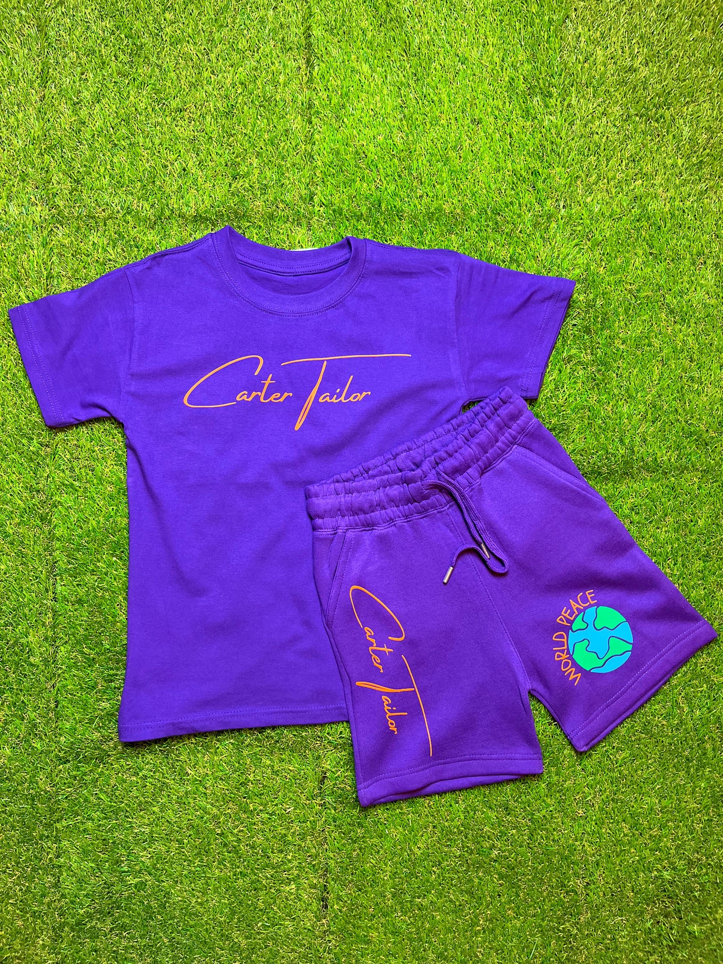 Purple "World Peace" Carter Tailor Kids Shorts
