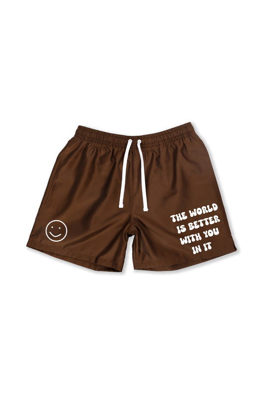 Carter Tailor "Better World" Nylon Shorts Brown