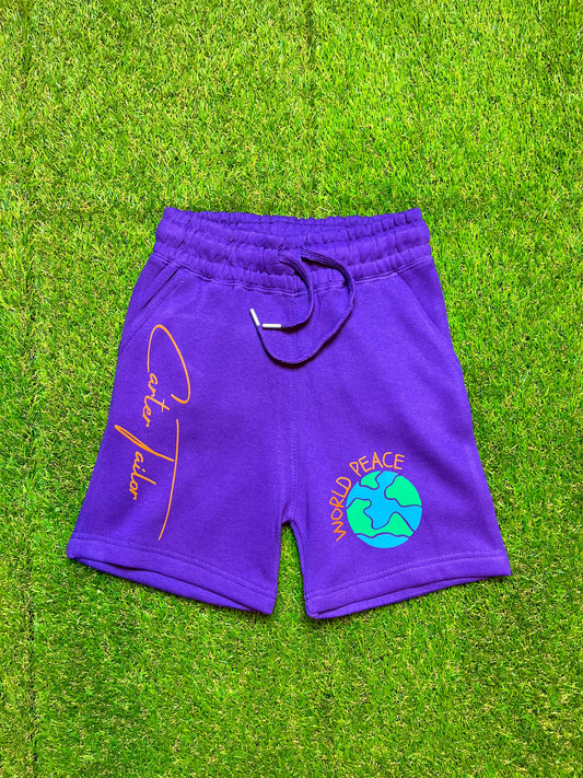 Purple "World Peace" Carter Tailor Kids Shorts
