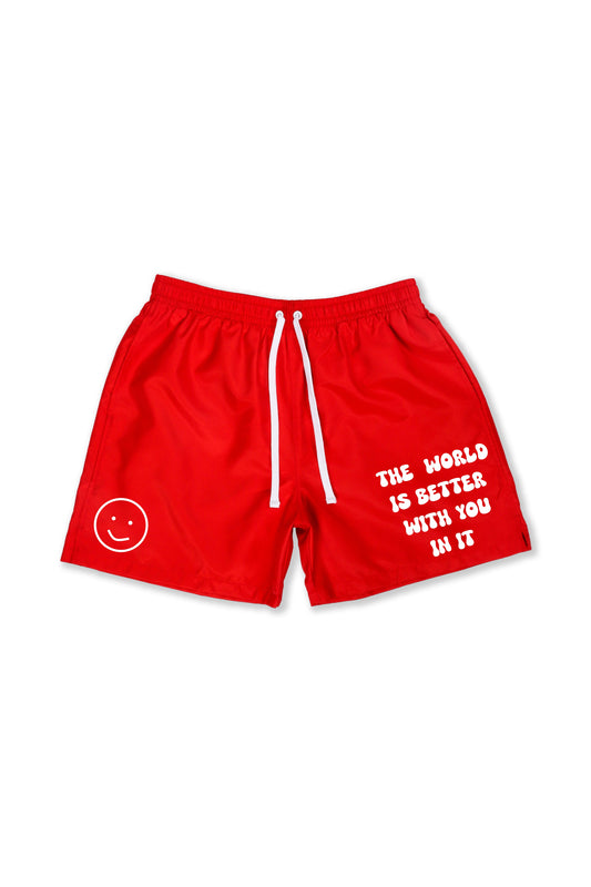 Carter Tailor "Better World" Nylon Shorts Red